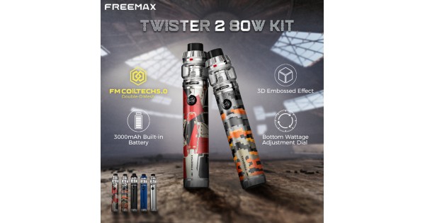 FreeMax Twister 2 Kit, fireluke 4 tank, x1-d mesh coils, tx mesh series